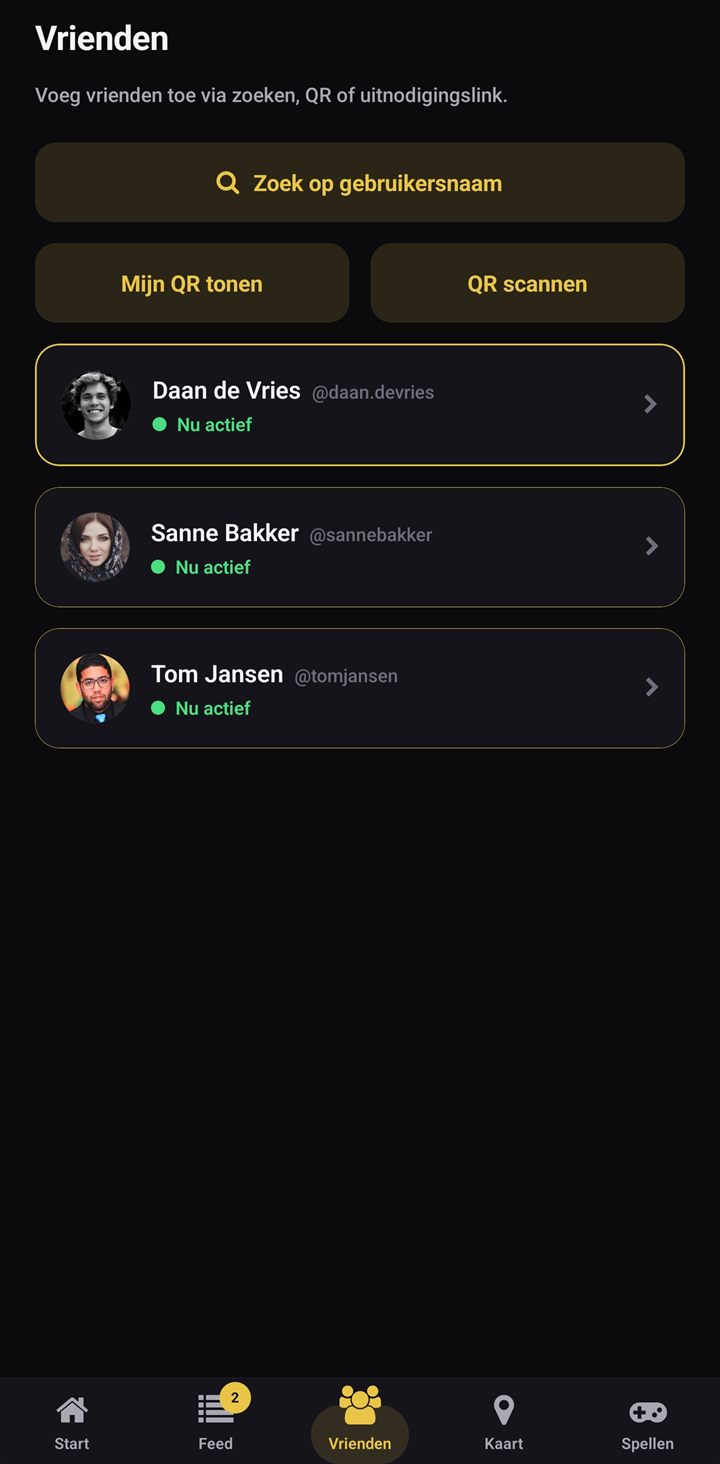 Vriendenlijst met live status